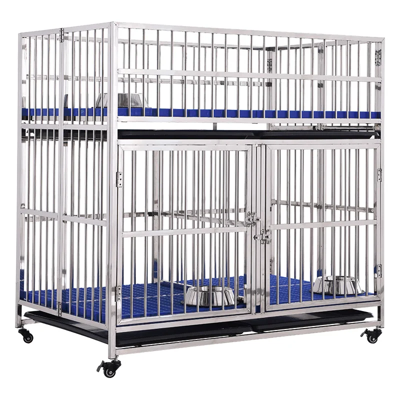 Large Outdoor Dog Cage Metal Kennels with Animal Pattern and Button Closure Plastic Tray Pallet
