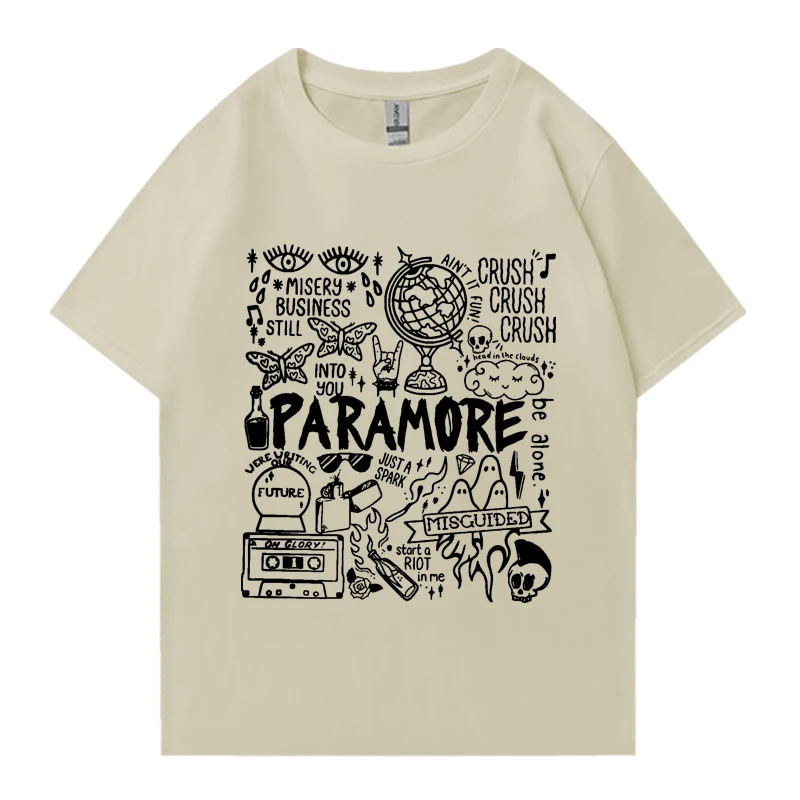 Rock band Paramore Doodle Art Tour Album Vintage 2024 t-shirt uomo donna t-shirt vintage manica corta Unisex Pure otton Tops