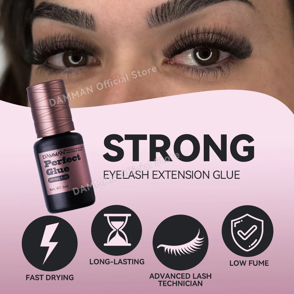 Damman 5ml Colla per estensioni ciglia Professionale 1S Colla per ciglia ad asciugatura rapida Colla adesiva per ciglia a lunga durata per uso in salone
