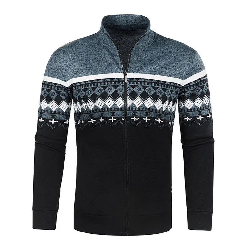 

Men's Sweatshirts Casual Stand Collar Zip Up Knit Sweatshirt Men Long Sleeve Knitted Cardigan Tracksuit Slim Fit Men's Coat 3XL