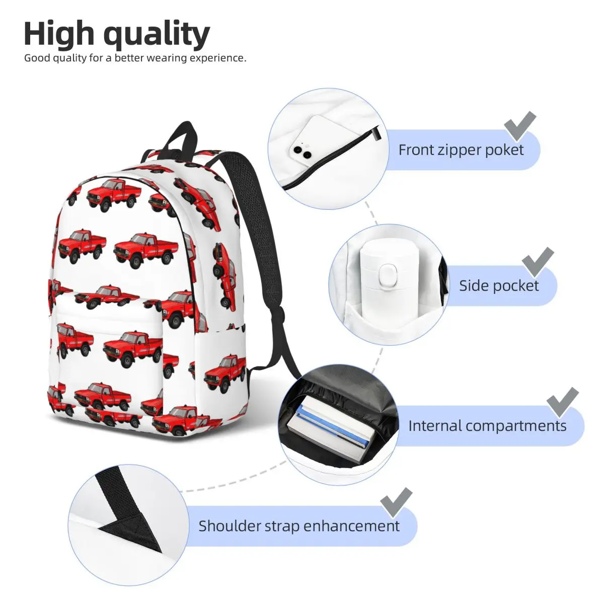 حقيبة ظهر Hylux Hilux Pick Up Truck للطلاب والأولاد والبنات حقيبة كتب للأطفال حقيبة مدرسية حقائب كتف للكمبيوتر للرجال والنساء #6