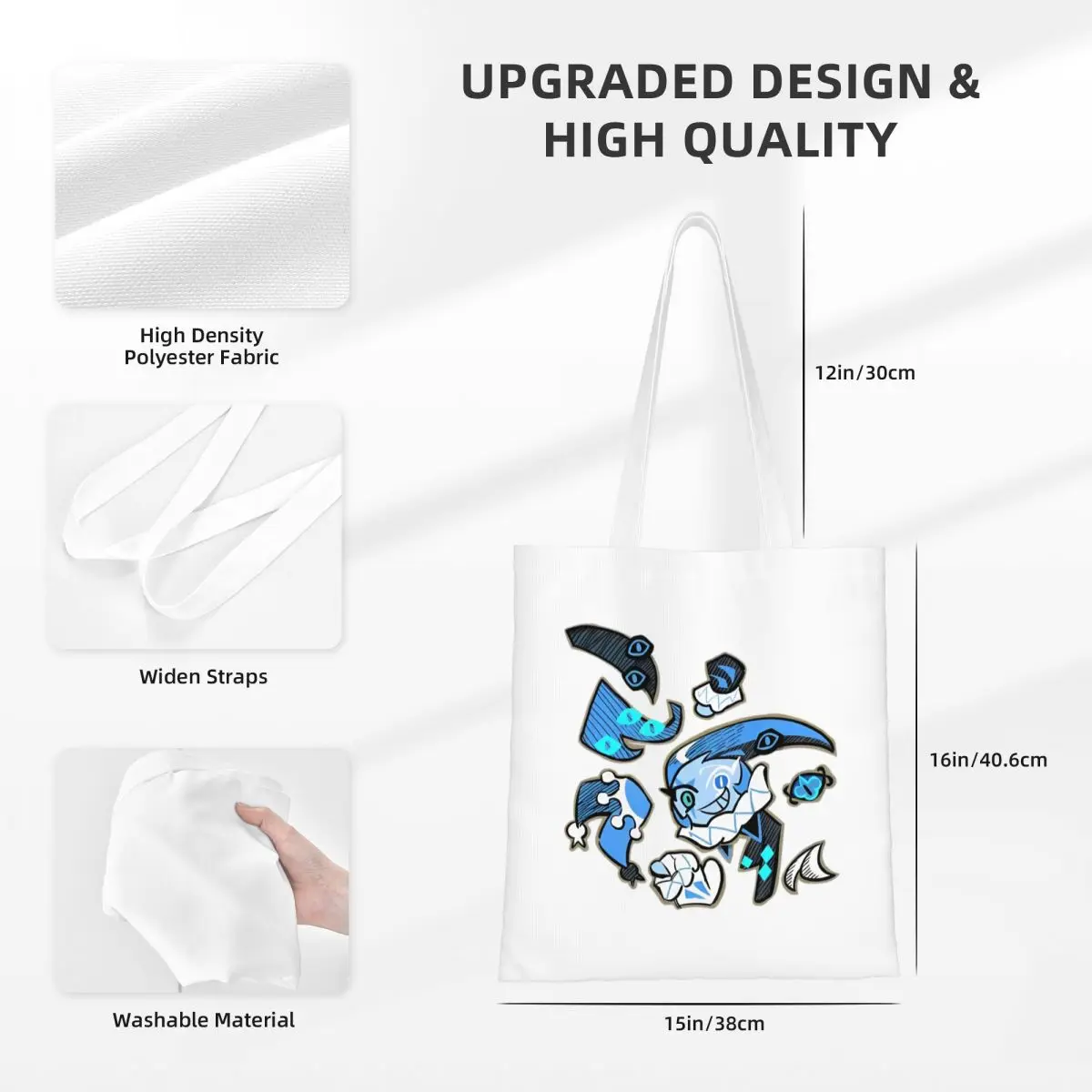 حقيبة يد نسائية من Shadow Milk Cookie Tote حقيبة يد قابلة للطي للكلية كوكي رن كينغدوم حقيبة كتف مطبوعة حقيبة بقالة