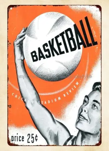1e,1947  Basketball metal tin sign