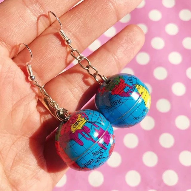 World globe earrings cheap