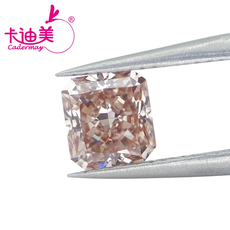 CADERMAY Radiant Cut EX Fancy Brownish Pink Color VVS1 Clarity CVD Lab Grown Diamond Loose Stone Gemstone For Jewelry Making