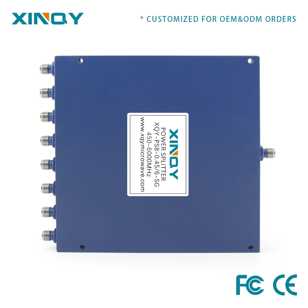 8 Way RF Power Divider Combiner 450-6000 MHz -Female 2.3 DB Insertion Loss 50 Ohms for Microwave & 6G Applications