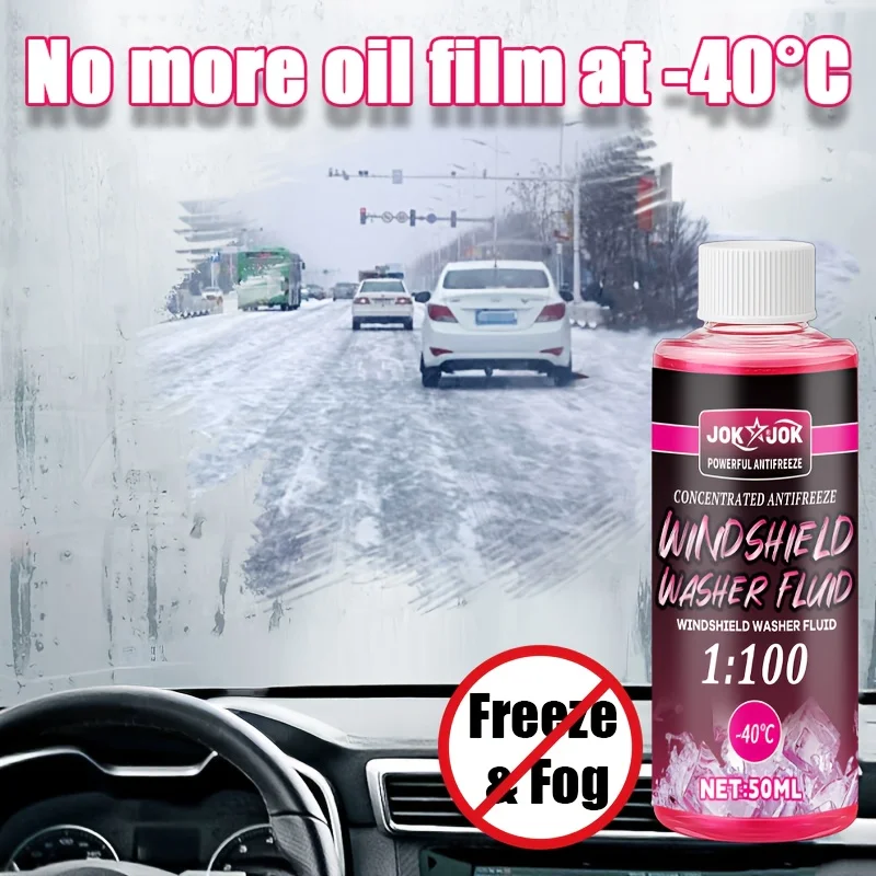 50ML Jokjok Winter Glass Cleaner & Coating Agent,Anti-Freeze Rain Formula,Suitable for -40°c,Ice-Free Wiper Fluid,Fog Prevention