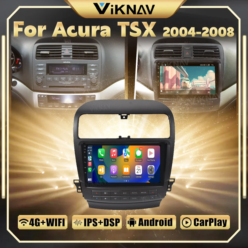 

10,1-дюймовый сенсорный экран Android 12, автомобильное радио для Acura TSX 2004-2008 Carplay, GPS-навигация, мультимедийный видеоплеер, головное устройство