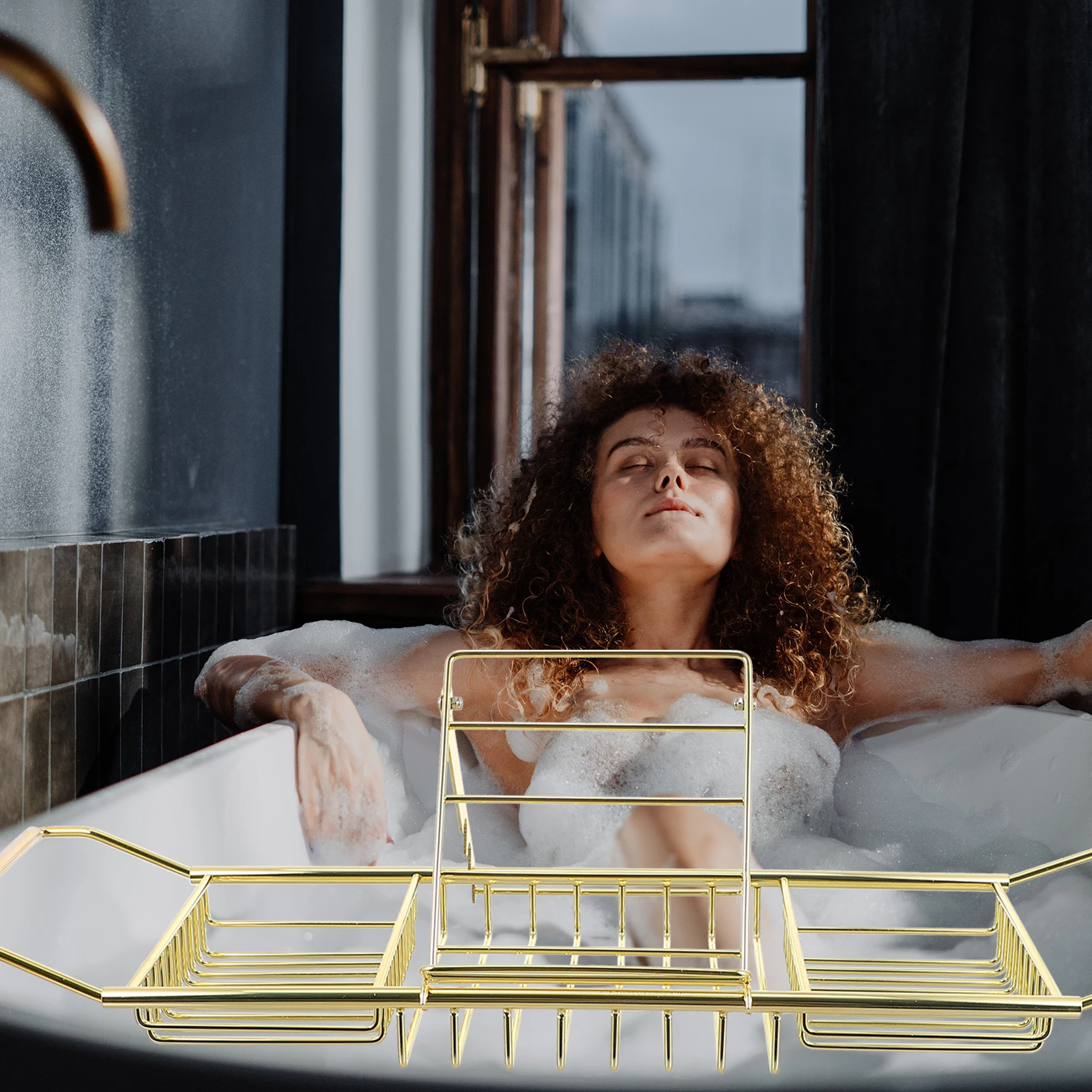 

Stainless Steel Retractable Bathtub Shelf Rack Bathroom Phone Tray Book Holder Storage ganizer Bath Accessory Wine Glass St