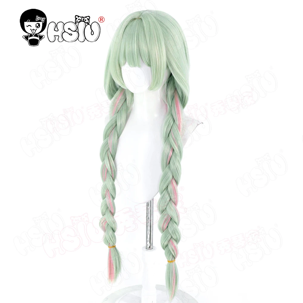 Peruka Cosplay Phrolova, peruka syntetyczna z włókna 「HSIU」95CM, długa peruka w kolorze niebiesko-szarym z mieszanką szarości i różu + czepek pod perukę, peruka cosplay z gry Wuthering Waves