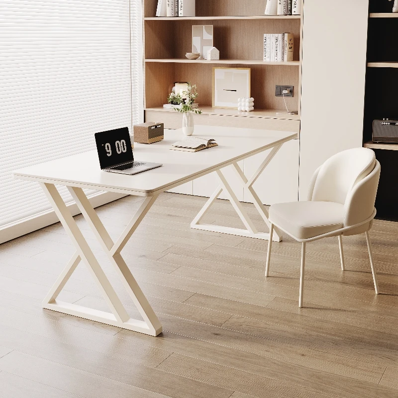 Light luxury rock slab desk household small apartment desk modern simple cream style writing computer table rectangular