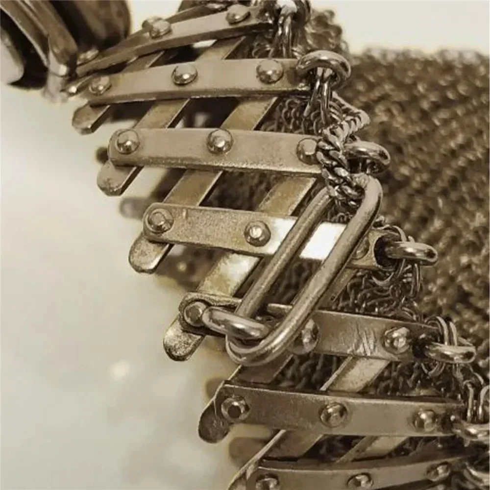 Metal Coin Collection Bag Handmade 1920's English Coin Purse Chain Nail Vintage Shrink Coin Purse Double Mesh Bag