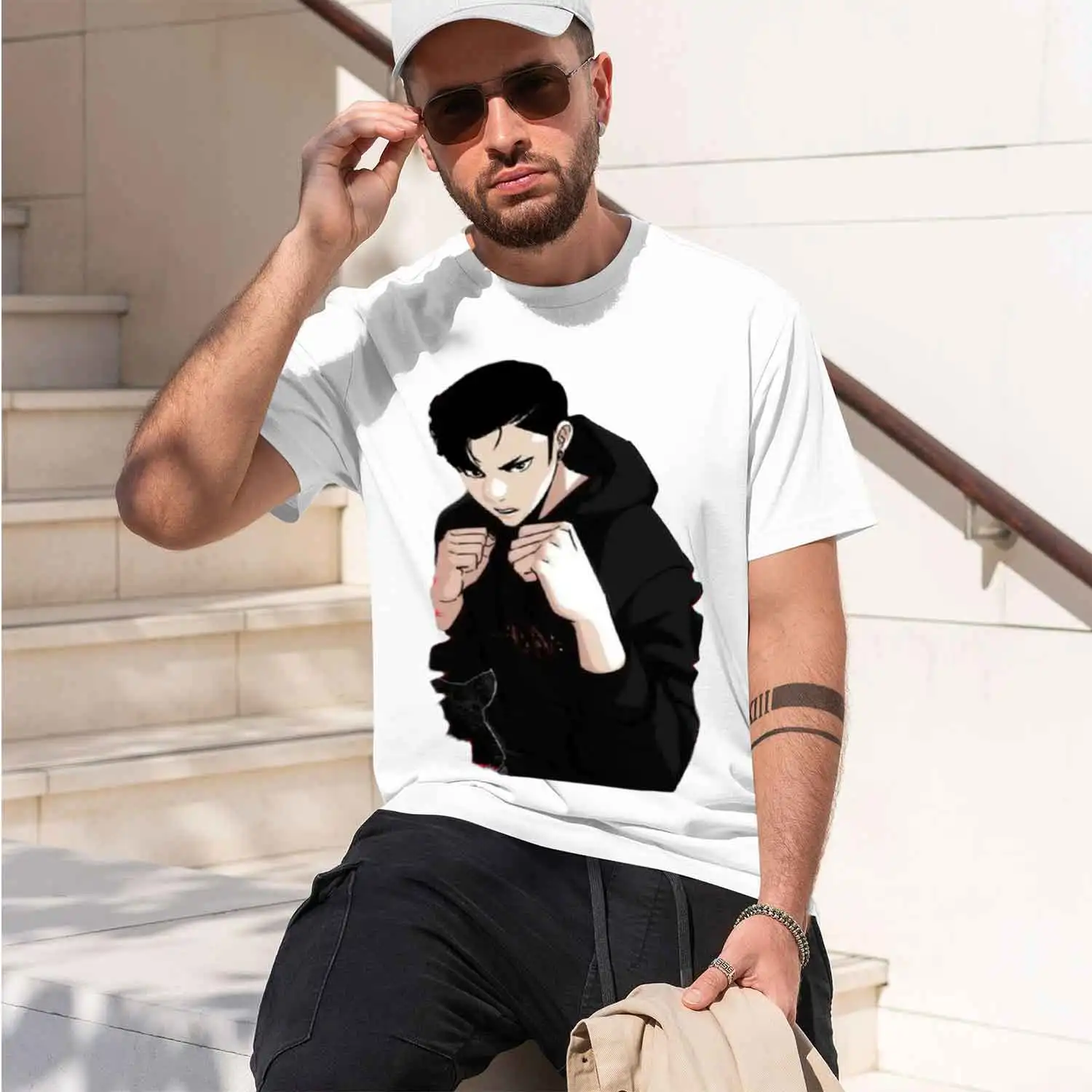 Za ( Jin Sung) Lookism Manhwa Design T-Shirt Blouse whites plain t shirts men 2026 New Model Short-sleeve crewneck T-Shirt Class view 2