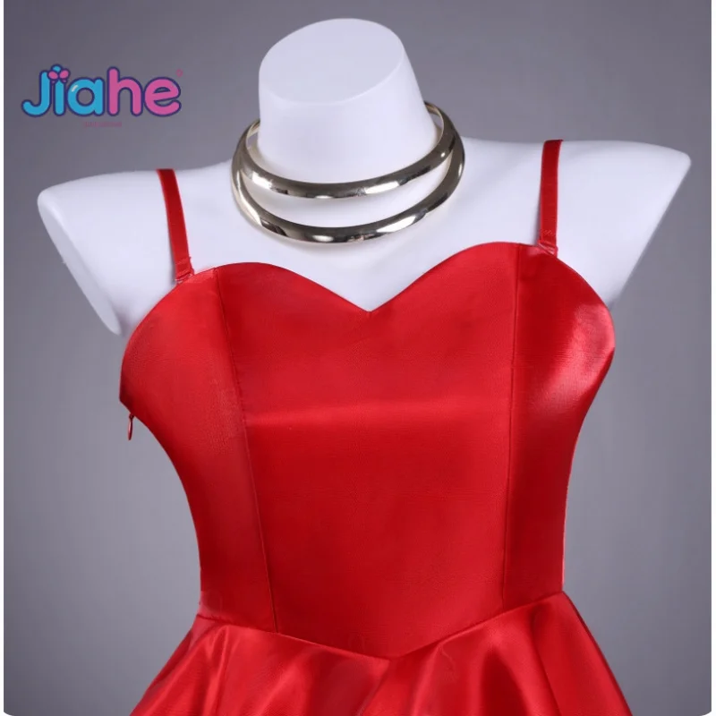 اللباس الداخلي والجوارب مع اللباس الداخلي Garterbelt · أزياء تنكرية للنساء فستان أحمر متألق قلادة مجموعة زي حفلة الهالوين