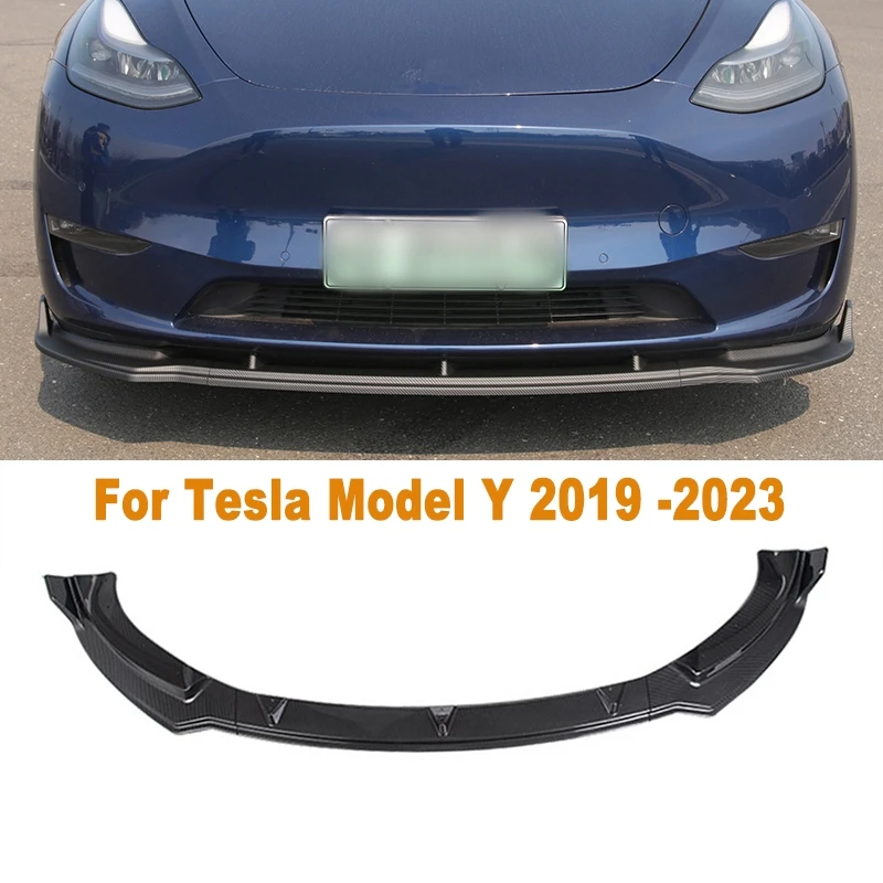 

For Tesla Model Y 2019 -2023 Car Front Bumper Lip Splitter Diffuser Body Kit Spoiler Bumper Guard Carbon Gloss Black Accessories