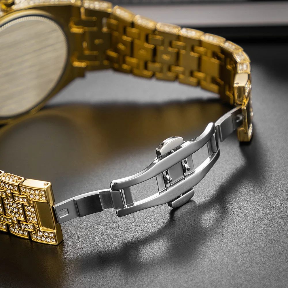 Top Brand Luxury Watches for Men Fashion Iced Out Diamond Watch Hip Hop Date Quartz Wristwatches Male Clock Drop Shipping