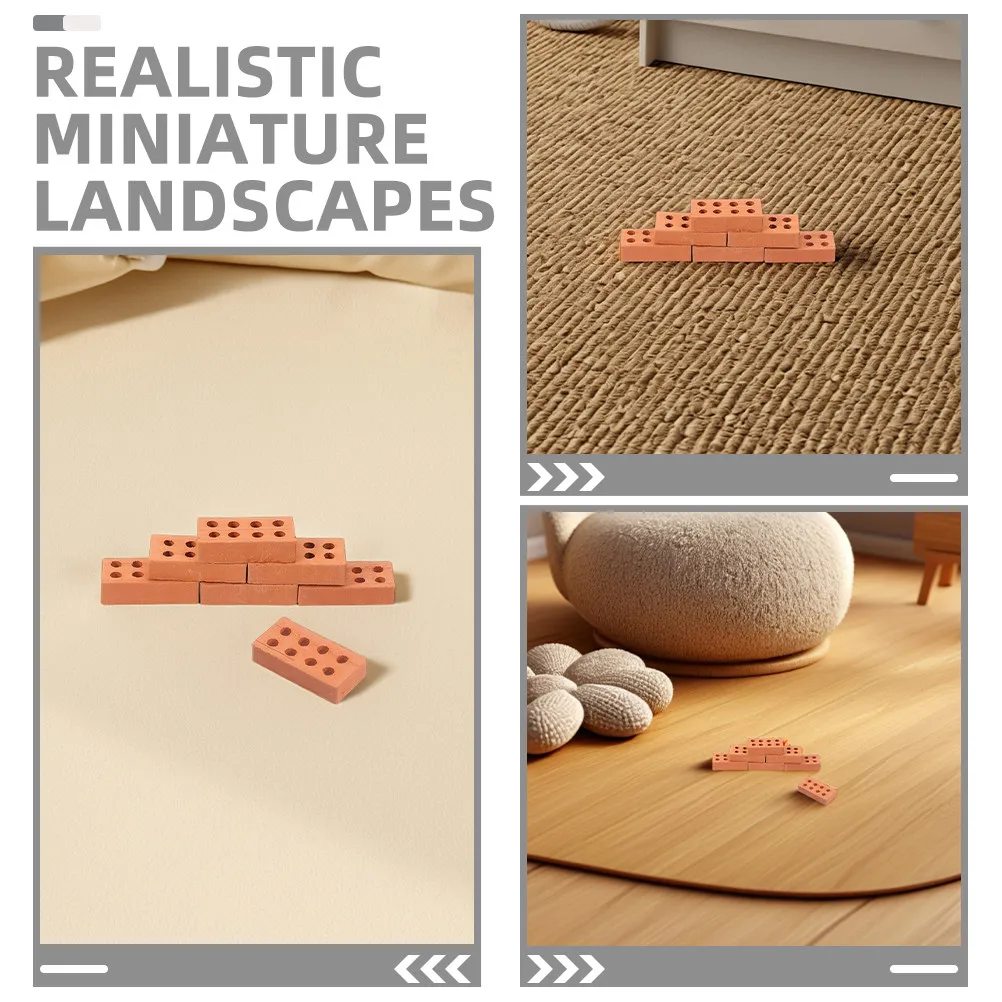 100Pcs Mini Bricks Simulated Realistic Clay Landscape Sand Table Craft Replacement Bulk DIY Supplies for Micro Decorative
