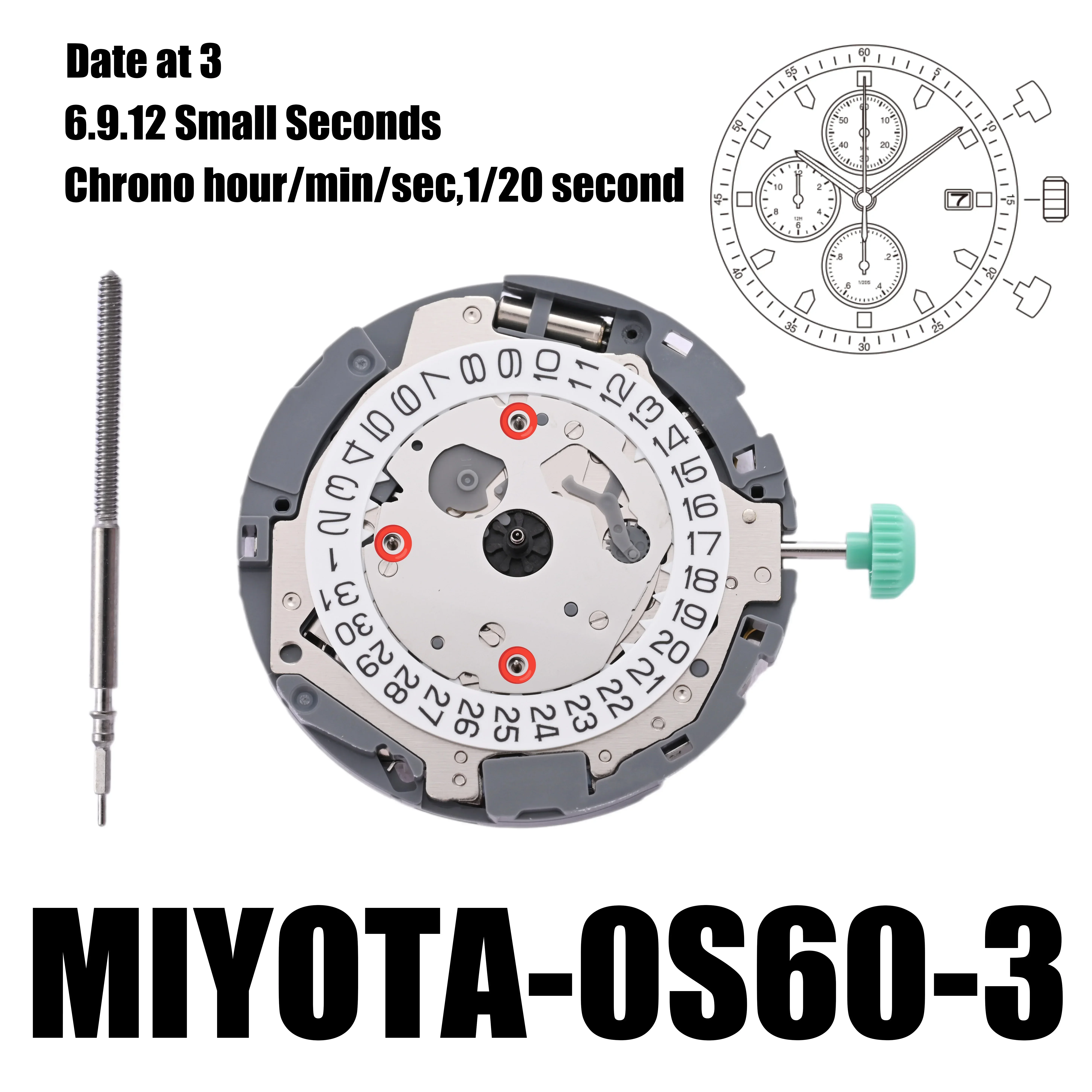 

Watch Movement For MIYOTA OS60 Genuine QUARTZ Watch Movement for MIYOTA OS60 Quartz Date At 3 Watch Repair Part