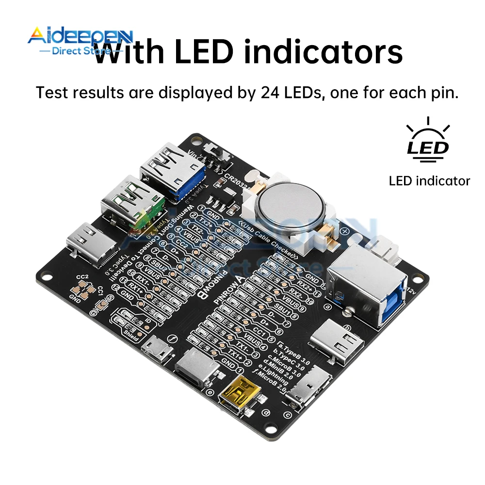 Imagem -03 - Placa de Detecção de Cabo de Dados para Ios e Android Testador de Cabos Usb Dt3 Micro Curto Circuito tipo c On-off Switching Test Board Tool