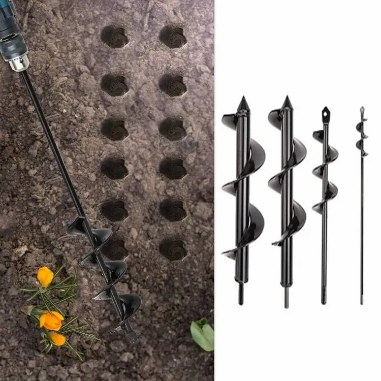 E2 9 to 18 Inch Earth Planter Spiral Auger Drill Bit Post Hole Digger Power Garden Auger Kit Spiral Drill Bit Tool Set for metal