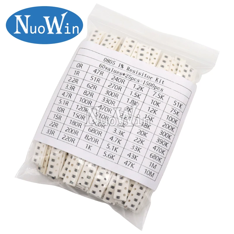 Imagem -03 - Assorted Smd Resistor Kit Resistência Bolsa de Amostra 0603 0805 1206 Ohm10m Ohms 60 Valores 25 Pcs Lot 1500 Pcs Lot