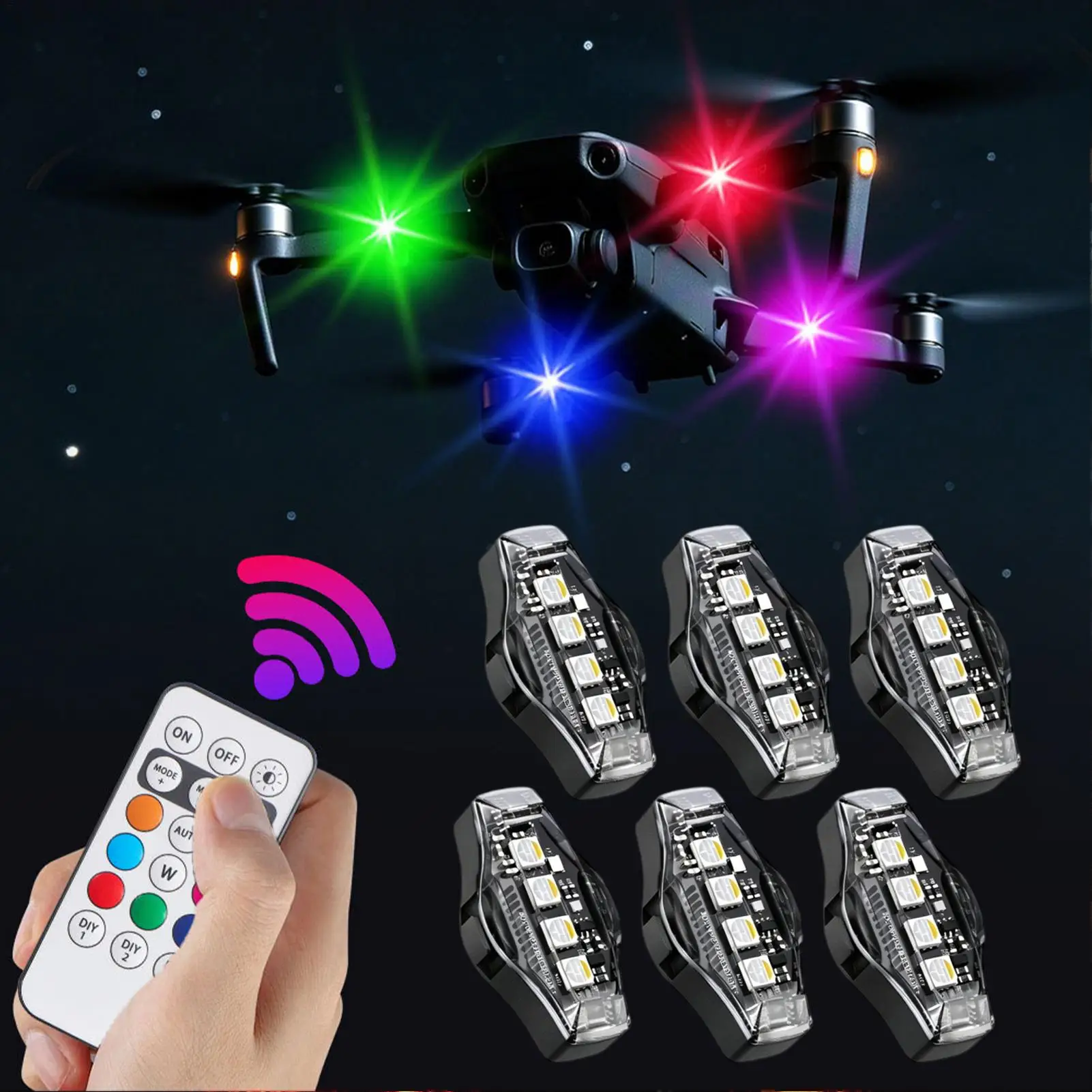 Strobe Lights For Car With Remote LED Wireless Rechargeable 7-Color Lamp Vehicles Strobe Lights Interior Decor For Truck RV