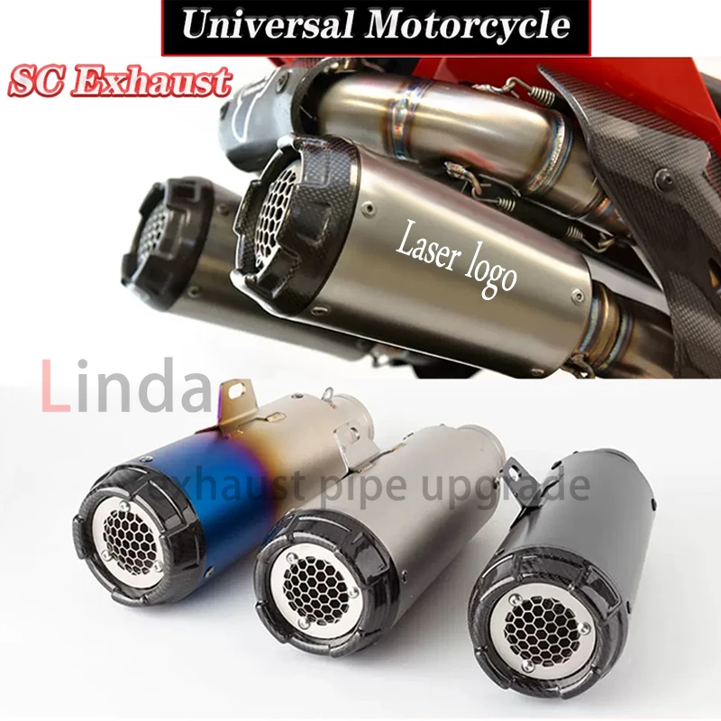 

51mm Universal Motorcycle SC exhaust project carbon fiber Muffler pipe For YAMAHA MT07 R3 R25 Z400 Z900 DUKE 390 RC390