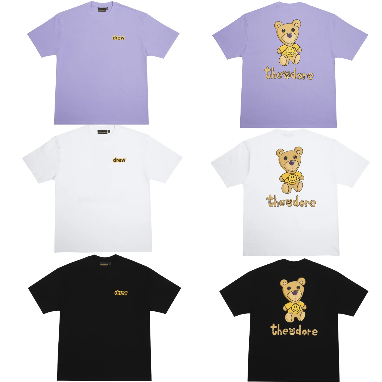 Drew House Double Sided Theodore Bear Print T Shirt Drew Style Oversized Unisex Short Sleeve Casual Streetwear Summer Tee