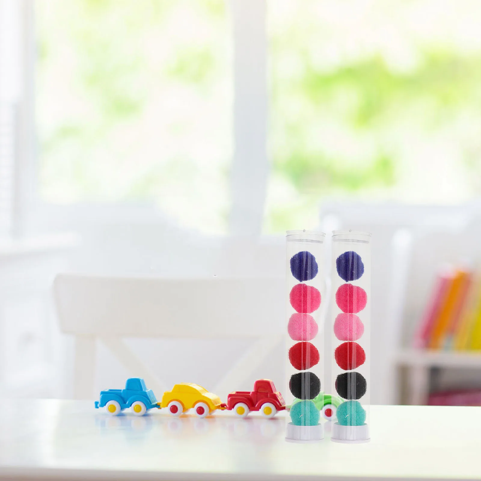 

10 Sets Drinking Water Record Tubes Pompoms For Kindergarten Water Intake Tracking School Decorative Layout Props Transparent