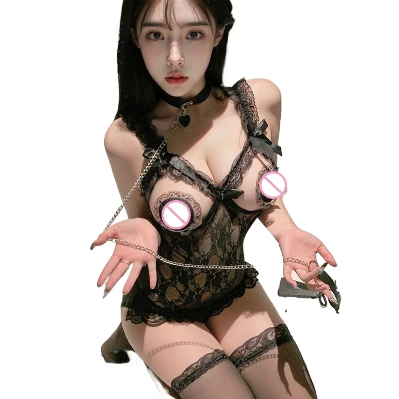 Biancheria intima erotica sexy di grandi dimensioni con apertura sul cavallo da donna Puro desiderio senza passione in pizzo con apertura sul cavallo Tutina da combattimento per coppia