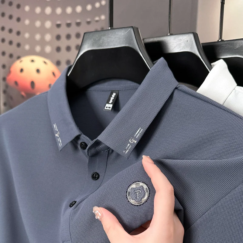 

High End Quality Men's Polo Shirt Lapel Embroidered Printed Long Sleeve 2025 New Korean Spring Fashion Trend Base Men Clothing