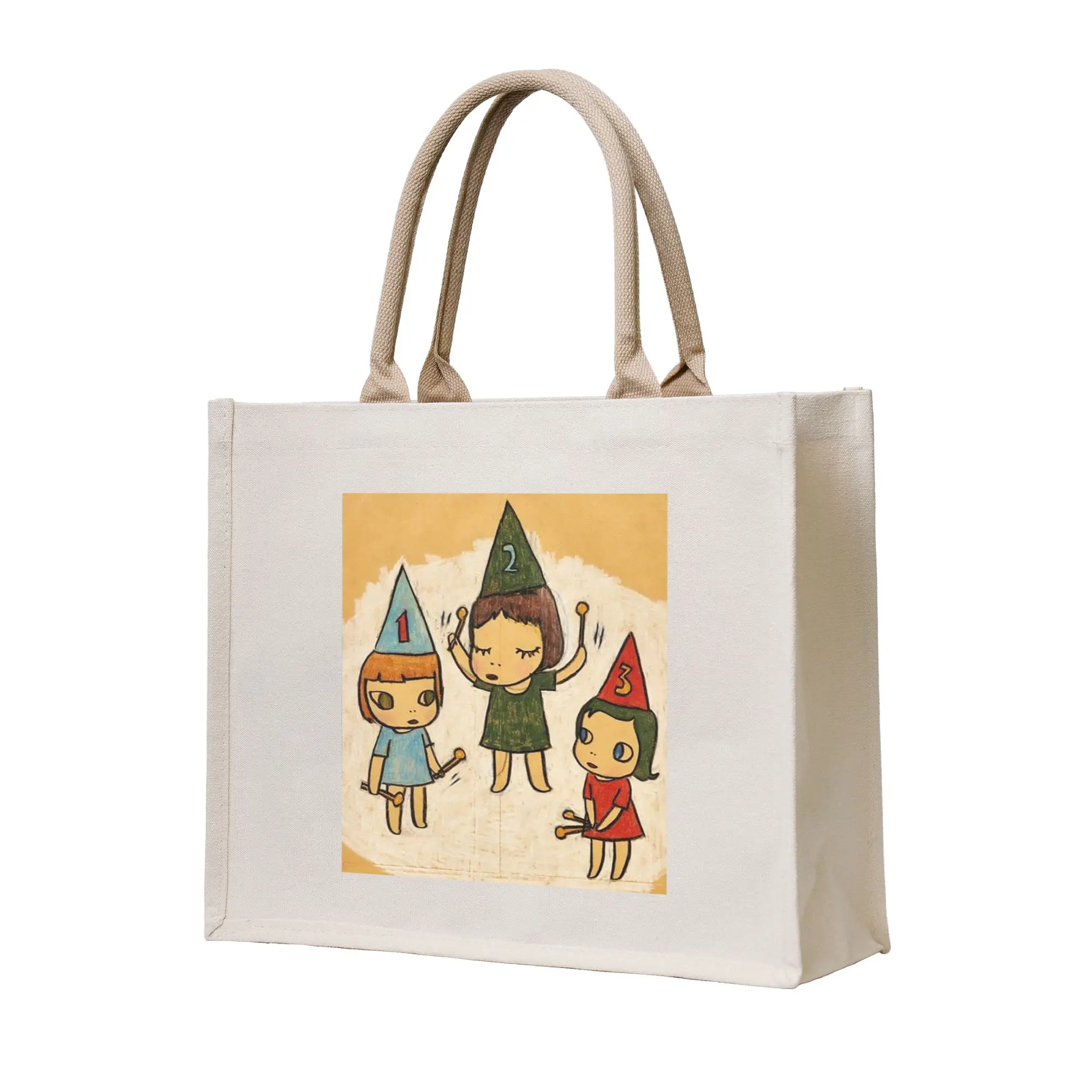 

Забавные сумки для покупок Yoshitomo Nara, холщовая складная сумка-тоут для девочек, дорожная сумка через плечо