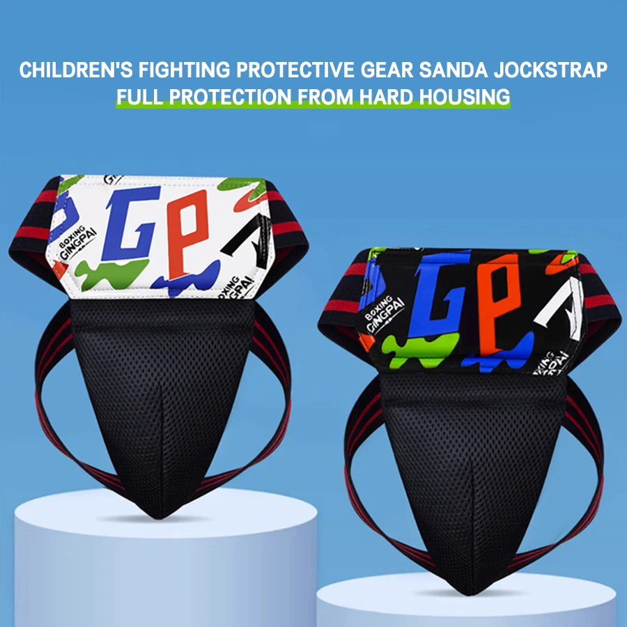 GINGPAI Kids Crotch Protector Boxing Sanda Groin Guard MMA Jockstraps Thong Taekwondo Karate Sports Training Penis Protection