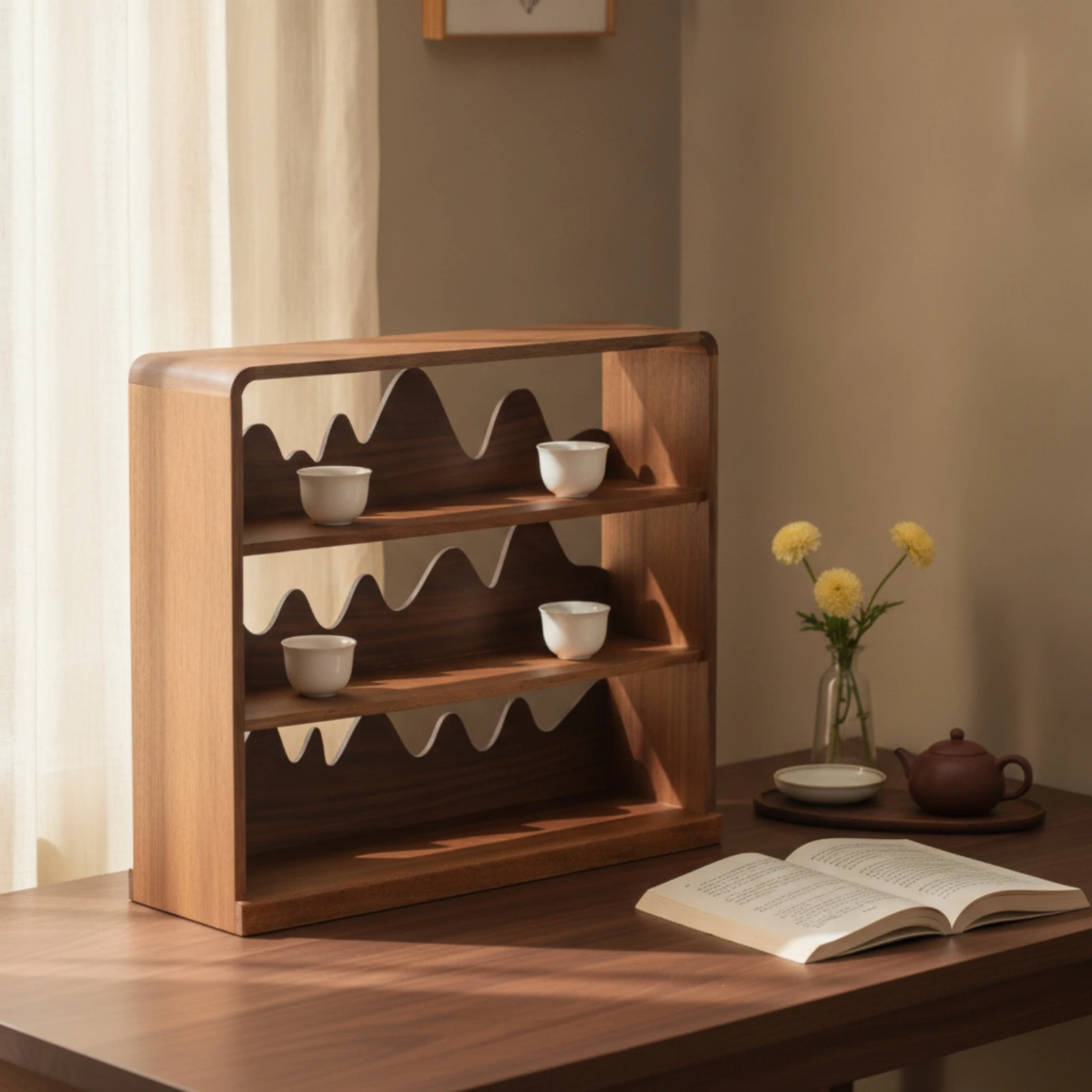 Wooden Storage Rack Compact Three-Tier Shelf Estante Vertical Mueble Resistente for Collectors, Tabletop, Countertop