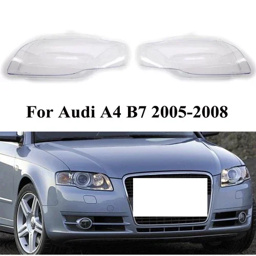 For Audi A4 B7 2005-2008 Left Right Headlight Headlamp Lens Cover Placstic Clear Lens Replace Transparent Lampshade