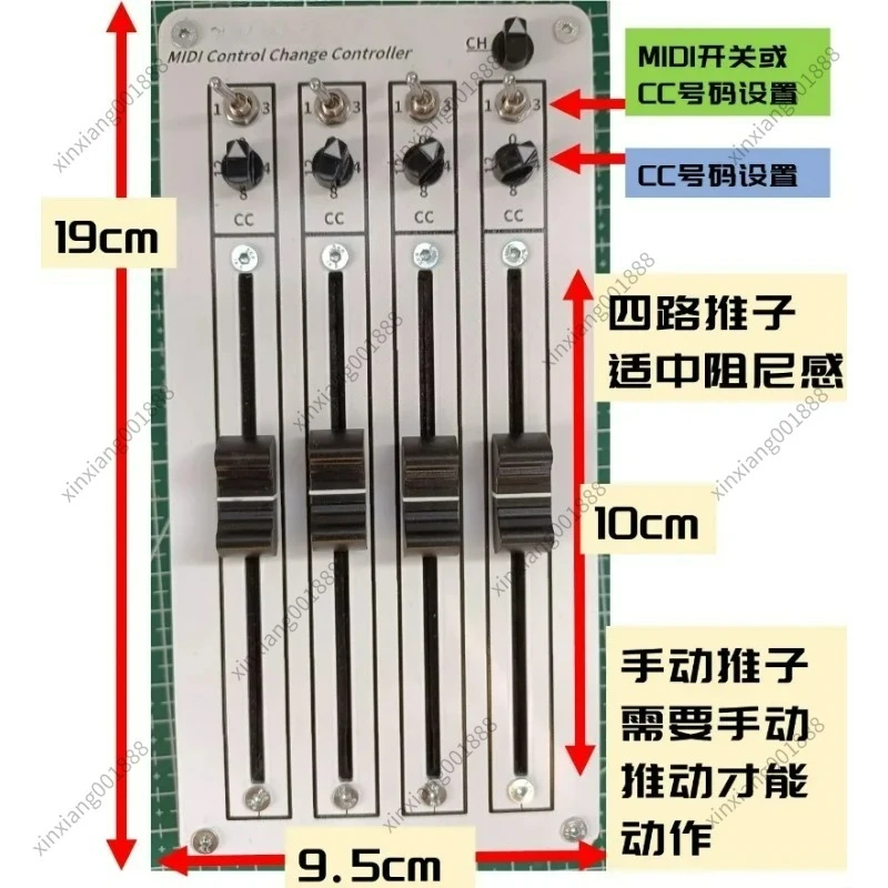 For 4 Fader USB MIDI CC Controller,Linear Fader DAW Mix Volume Control Surface for FL Studio Ableton Logic Pro Studio One