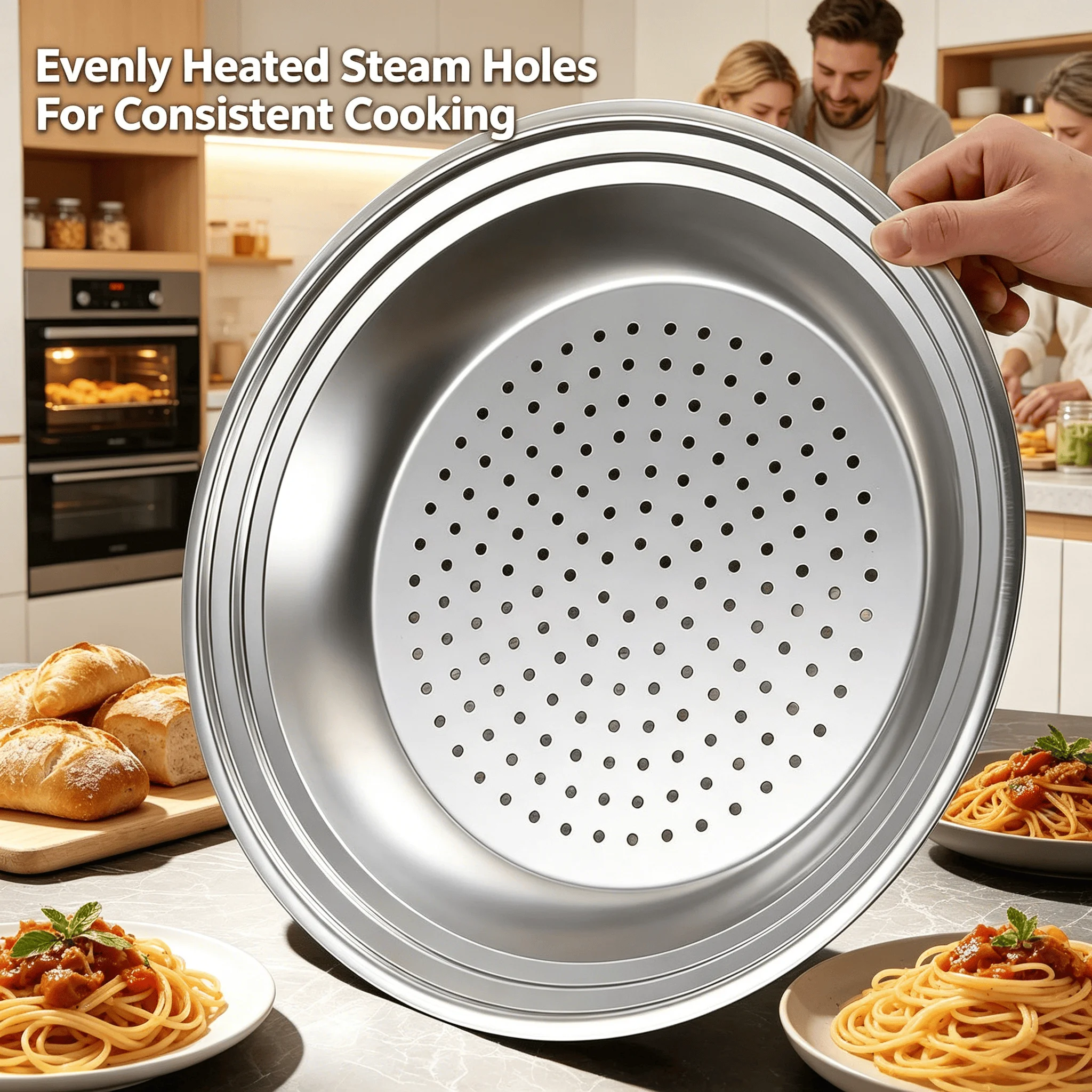 Suitable for Multiple Sizes of Woks, One Steam Tray Can Accommodate 30-32-34 cm Woks, Multifunctional Steam Grid, Universal Fo
