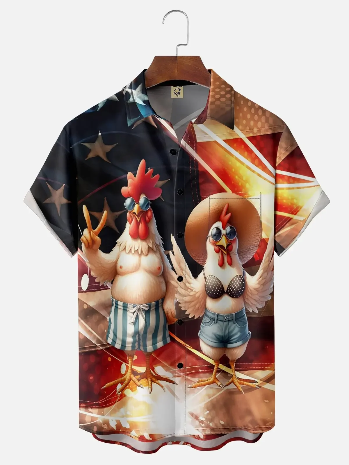 Abstract cartoon animal men's shirt with 3D print featuring a niche art graffiti design Summer casual men's street style shirt
