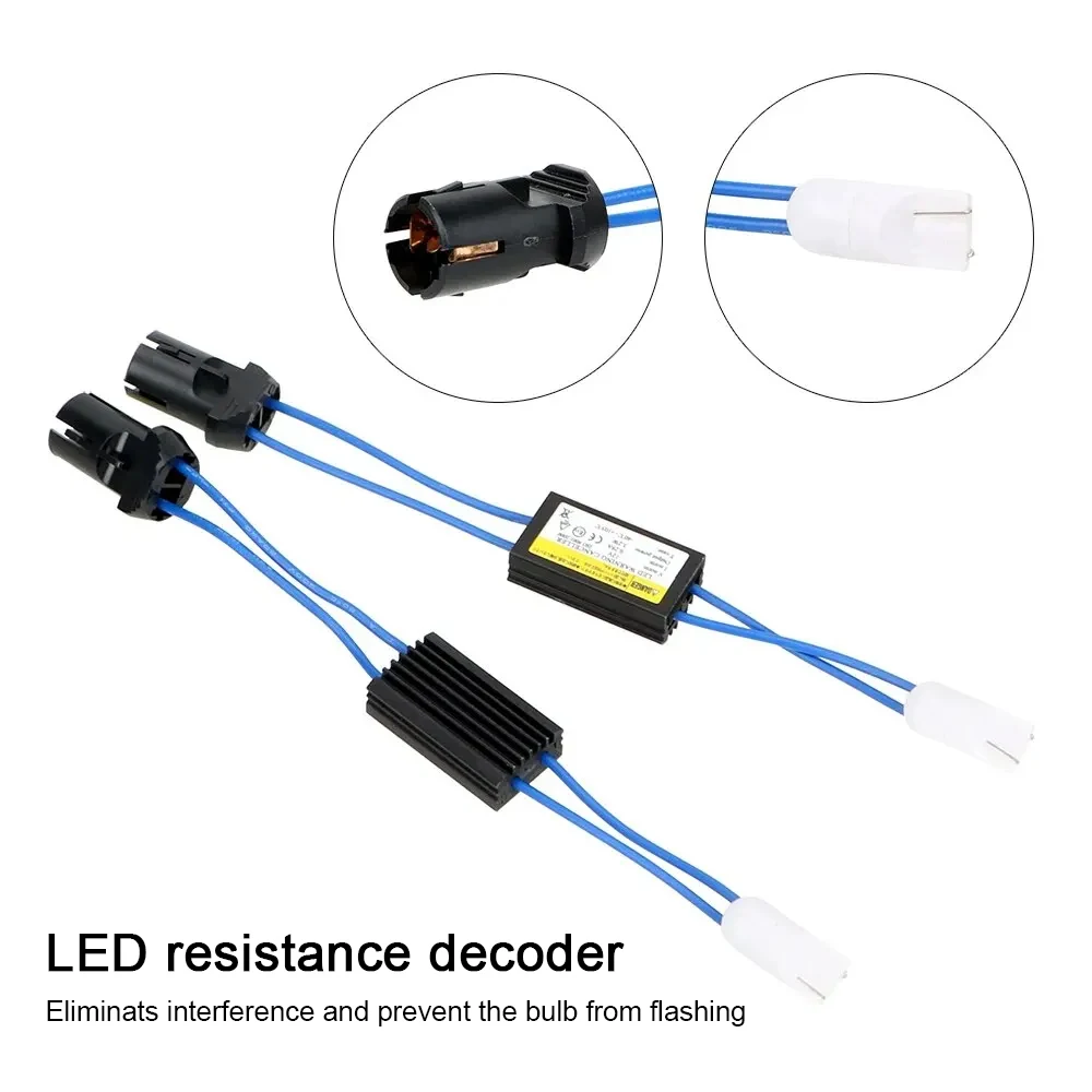 

Car LED Decoder OCB Load Resistor Warning Canceller Decoder 2Pcs Car Lights NO Error Canbus Cable T10 12V