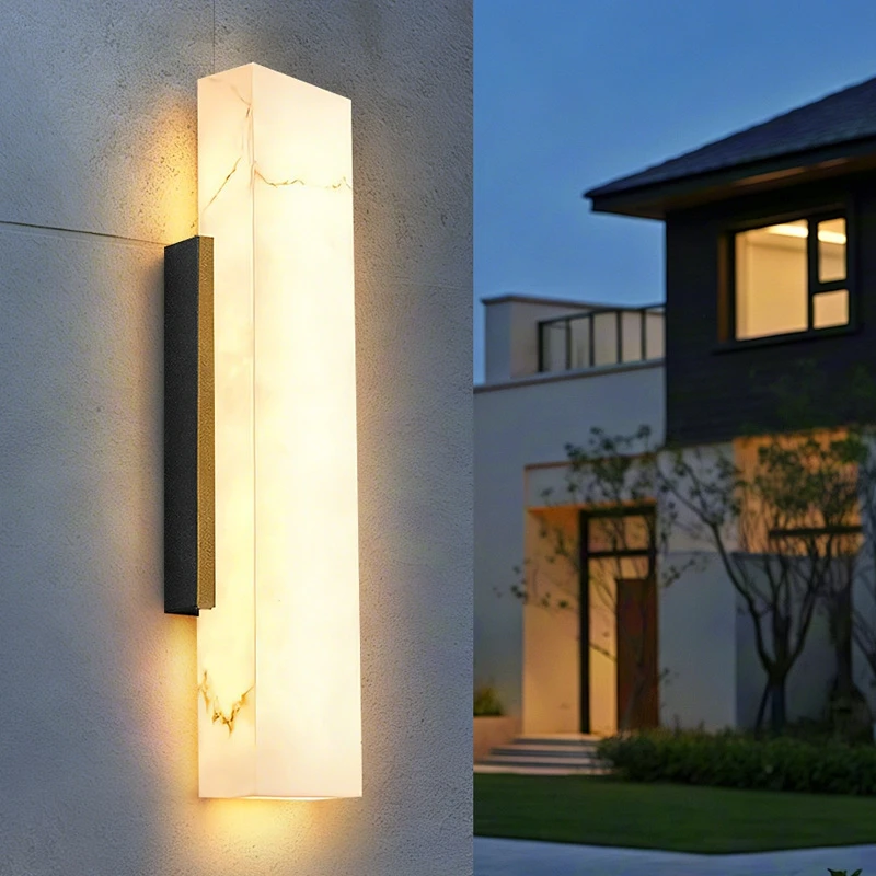 Outdoor Waterproof Wall Lamp Villa Simple Imitation Marble Stainless Steel Light Entrance Door Balcony Terrace Lighting Fixtures