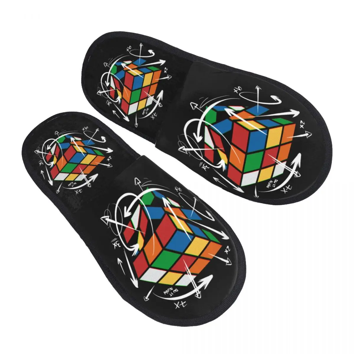 Rubix Rubiks Cube Math Formula House Slippers Women Soft Memory Foam Shoes Geek Magic Gift Cozy Warm Anti-skid Sole Slipper