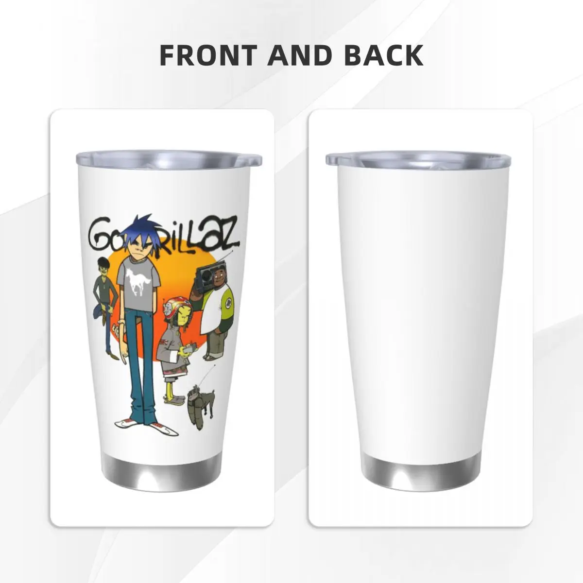 Gorillaz Rock Music Tumbler Vacuum Insulated Coffee Cups Vacuum Flask Double Wall Mug Water Bottle, 20oz