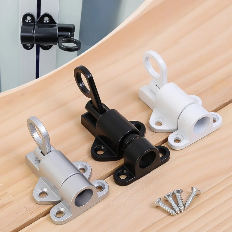 4pcs Aluminum Alloy Self-Closing Latches Window Gate Security Pull Ring Spring Bounce Door Bolt Anti-Theft Automatic Latch Lock
