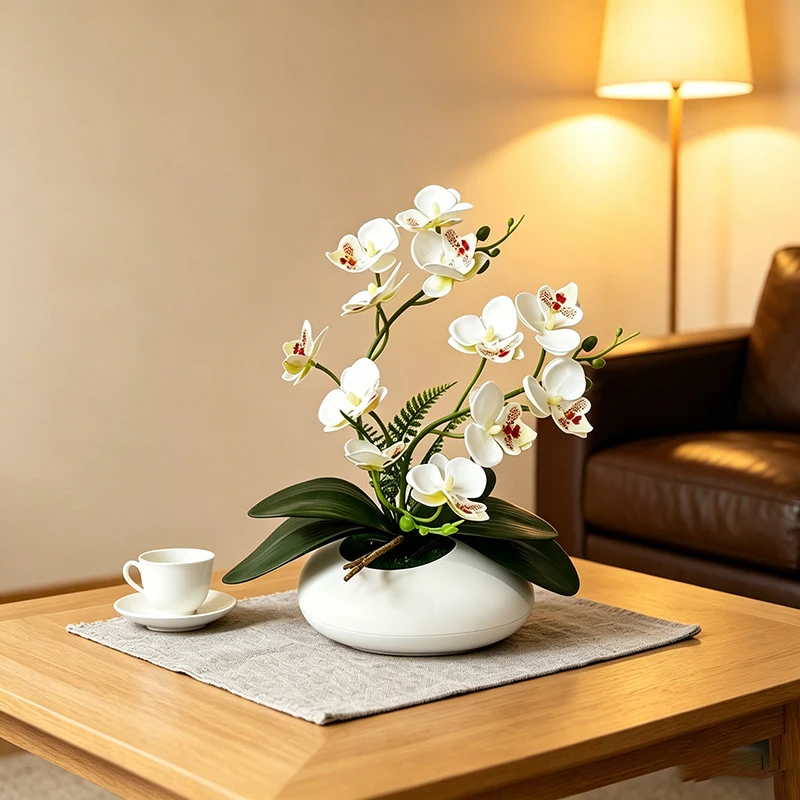 Butterfly Orchid 12 Flower Bonsai Small Ornament Living Room Decoration Film Fake Flower Bonsai Photography Props view 4