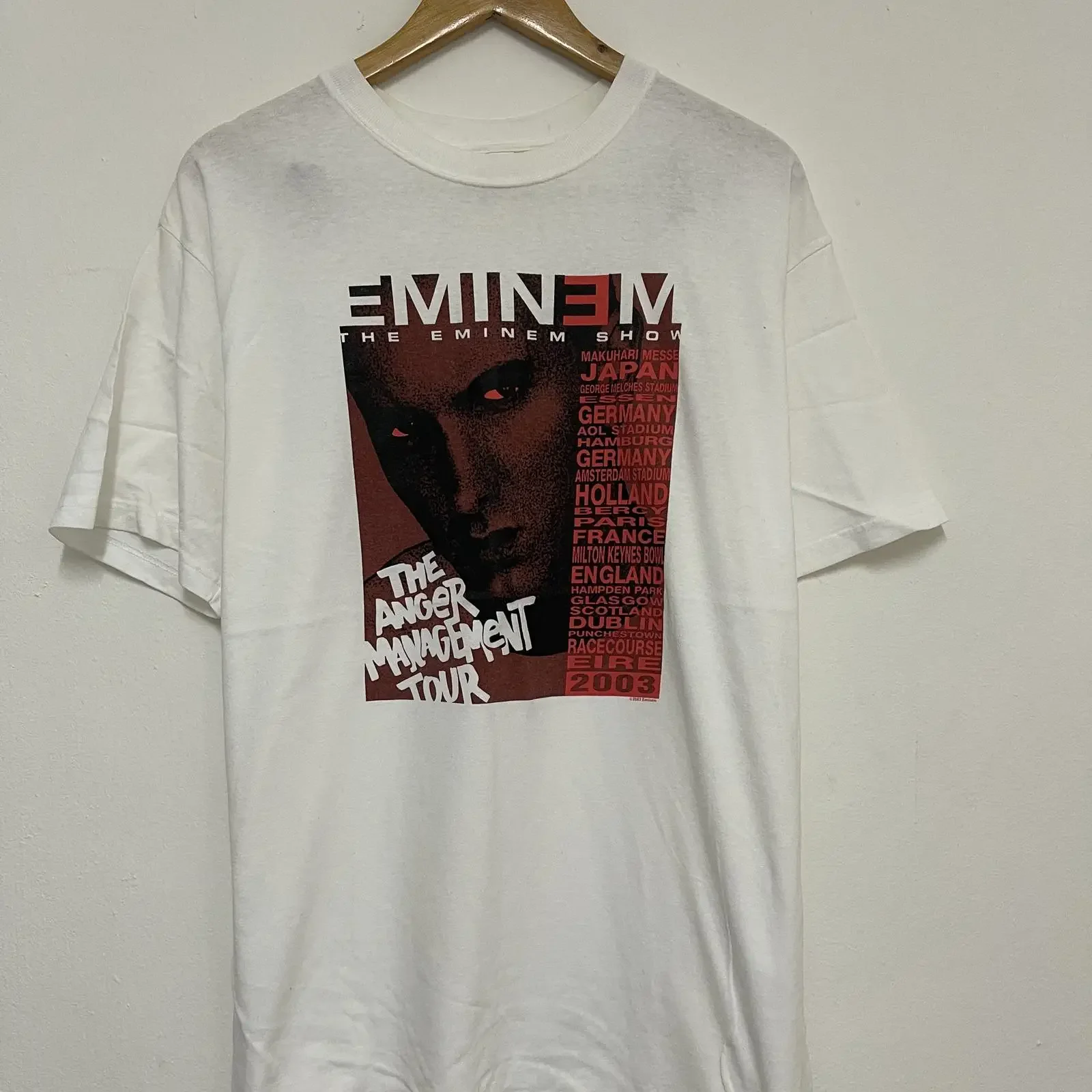 Vintage Y2K Eminem The Anger Management Tour 2003 Concert T Shirt White Rap Rock Streetwear vintage Washed Unisex