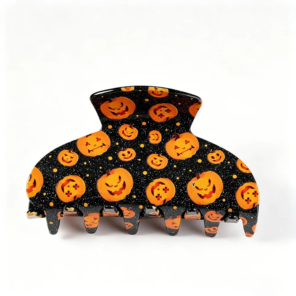 Halloween Themed PVC Halloween Hair Claw Spider Skeleton Acrylic Ghost Hairpin Witch Hat Cute Large Shark Clip Halloween Party
