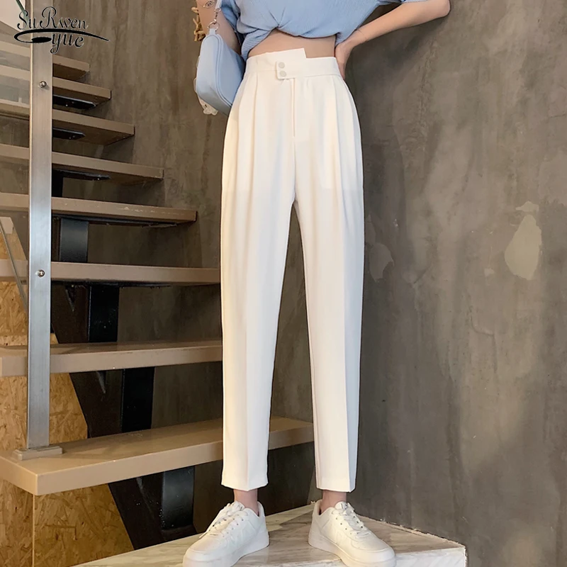 

Women Irregular Pants High Waist 2022 Autumn Solid Black Pants Wide Leg Pants Slim Casual Trousers Simple Female Clothing 16860