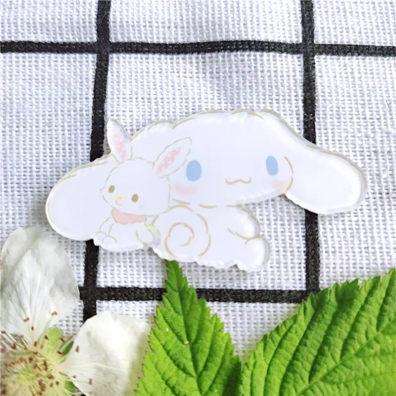 Sanrio Cinnamoroll Brooch Cinnamoroll Action Anime Figures Acrylic Brooch Cute Cartoon Backpack Clothing Ornaments Children Gift