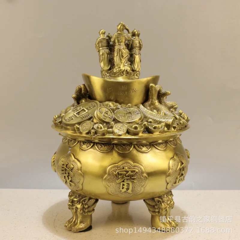 208cm Ornament Five Directions God of Wealth Eight Treasures Money Ingot Three-Legged Treasure Bowl