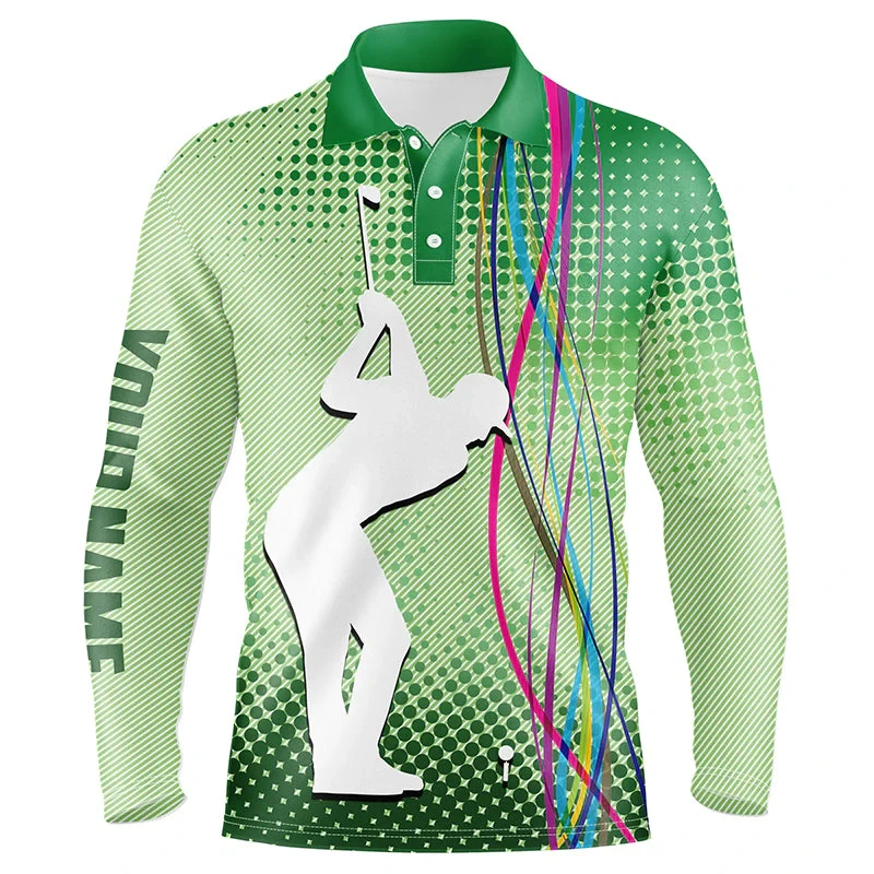 

3D Print Custom Team Name Golf Polo Shirts Fashion Creative Long Sleeve Button Lapel Tops Men's Loose Casual Comfortable Clothes